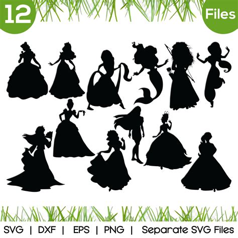 65 15 Princess Silhouette Svg Bundle Layered Item, Clipart, Cricut, Digital Vector Cut File (703) 0. . Disney princess silhouette svg